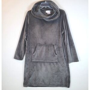 Softies Womens Plush Fleece Cozy Pocket Loungewear Sweater ress Size Small Gray